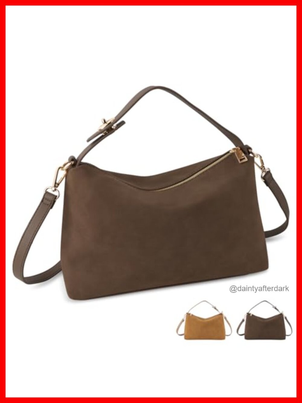 Suede Leather Tote Bag for Women, Adjustable Crossbody Hobo Shoulder Bag Satchel